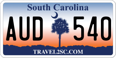 SC license plate AUD540