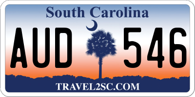 SC license plate AUD546