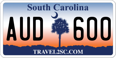 SC license plate AUD600