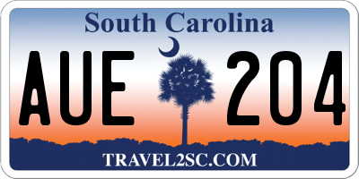 SC license plate AUE204