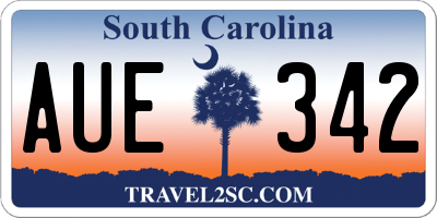 SC license plate AUE342