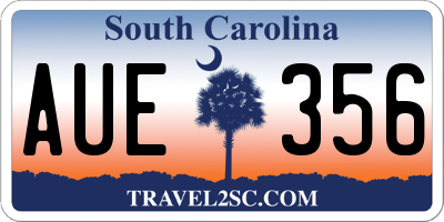 SC license plate AUE356