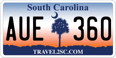 SC license plate AUE360