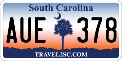 SC license plate AUE378