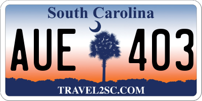 SC license plate AUE403