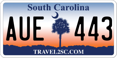 SC license plate AUE443