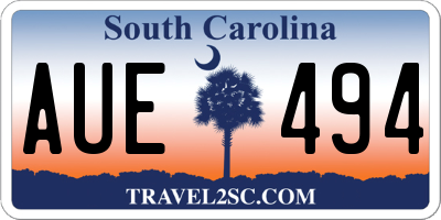 SC license plate AUE494