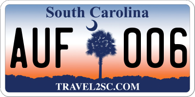 SC license plate AUF006