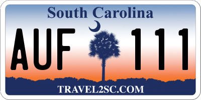 SC license plate AUF111