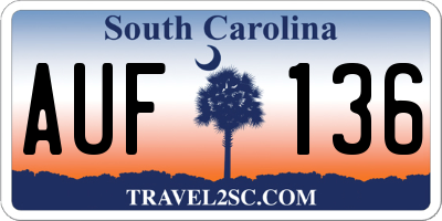 SC license plate AUF136