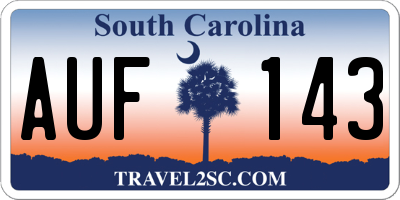 SC license plate AUF143