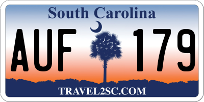 SC license plate AUF179