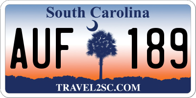 SC license plate AUF189