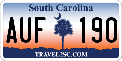 SC license plate AUF190