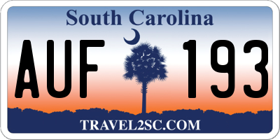 SC license plate AUF193
