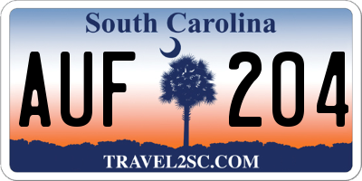 SC license plate AUF204