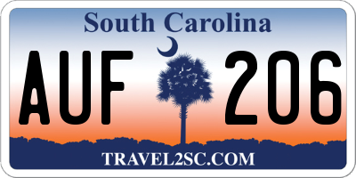 SC license plate AUF206