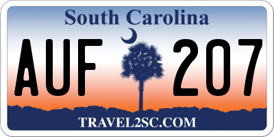 SC license plate AUF207