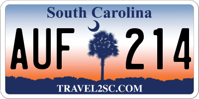 SC license plate AUF214