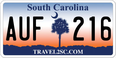 SC license plate AUF216