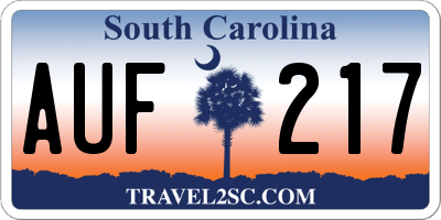 SC license plate AUF217