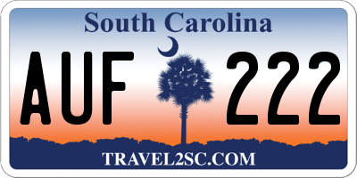 SC license plate AUF222