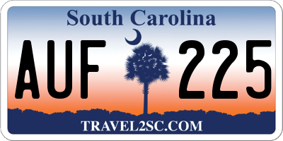 SC license plate AUF225