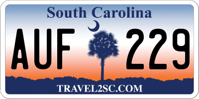SC license plate AUF229