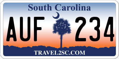SC license plate AUF234