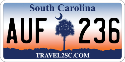 SC license plate AUF236