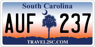 SC license plate AUF237