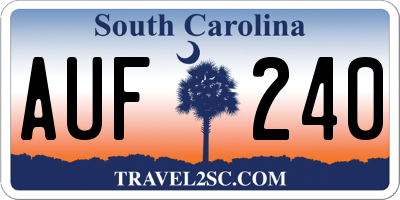 SC license plate AUF240