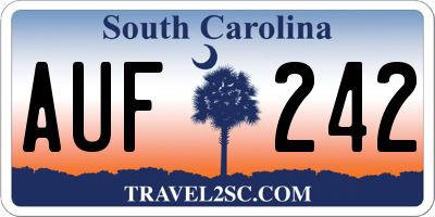 SC license plate AUF242