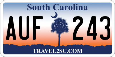 SC license plate AUF243