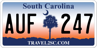 SC license plate AUF247
