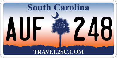 SC license plate AUF248