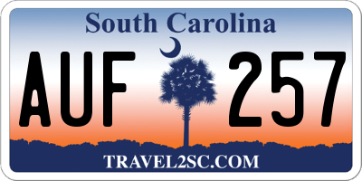 SC license plate AUF257