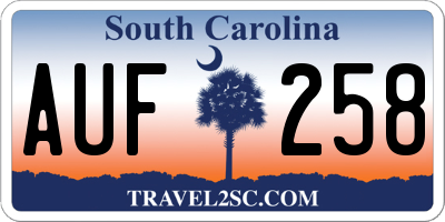 SC license plate AUF258