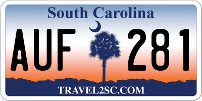 SC license plate AUF281