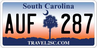 SC license plate AUF287