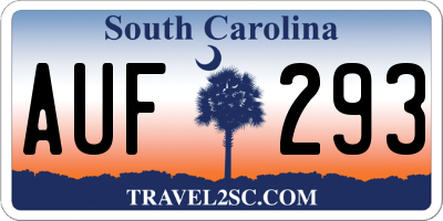 SC license plate AUF293