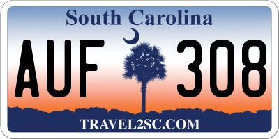 SC license plate AUF308