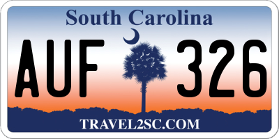 SC license plate AUF326