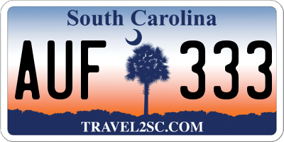 SC license plate AUF333
