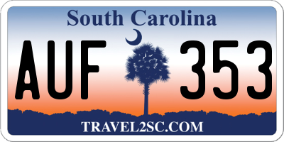SC license plate AUF353
