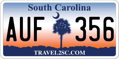 SC license plate AUF356