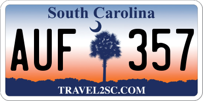 SC license plate AUF357