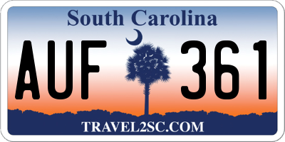 SC license plate AUF361