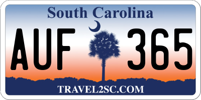SC license plate AUF365