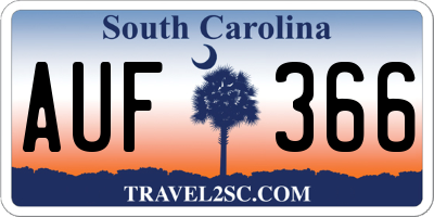 SC license plate AUF366